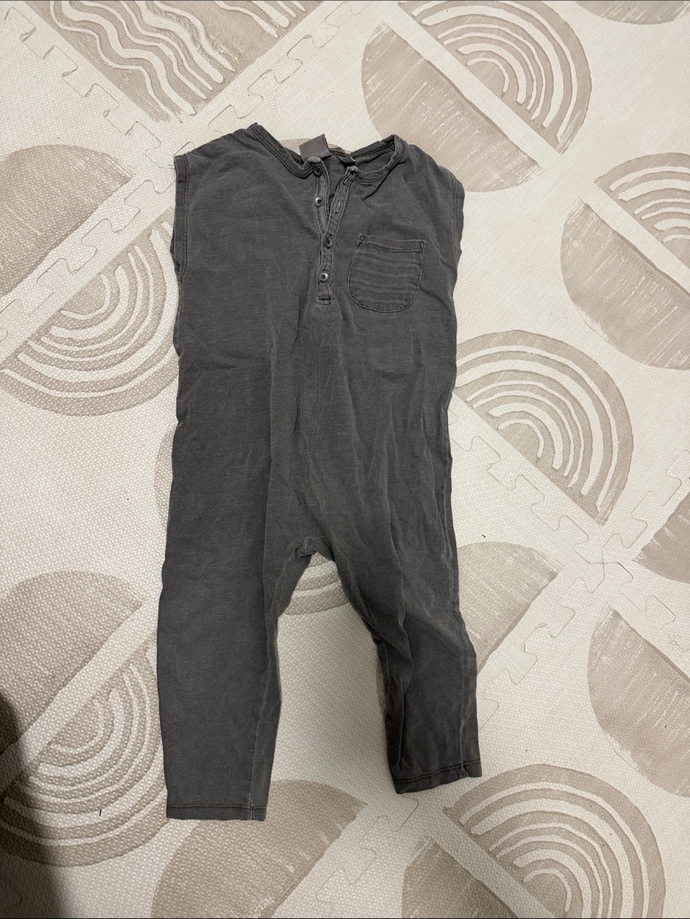 Zara Charcoal Sleeveless Henley Romper